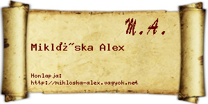 Miklóska Alex névjegykártya